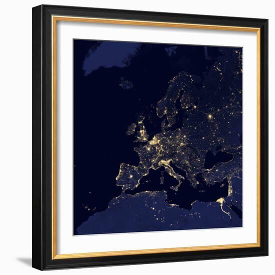 Satellite View of City Lights in Several European and Nordic Cities-null-Framed Photographic Print