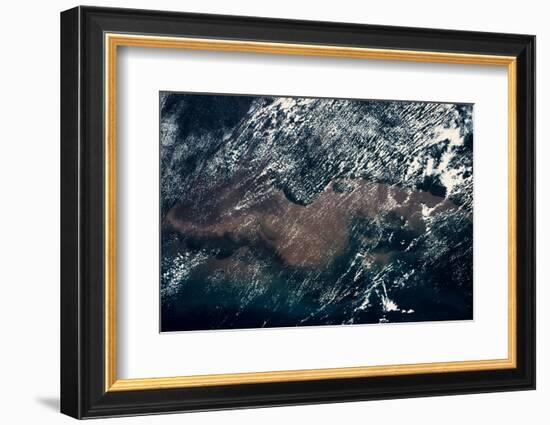 Satellite view of clouds over French Guiana Region-null-Framed Photographic Print