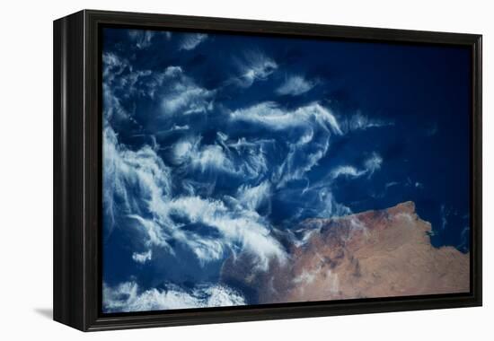 Satellite view of coastal area along Mediterranean Sea, Libya-null-Framed Premier Image Canvas