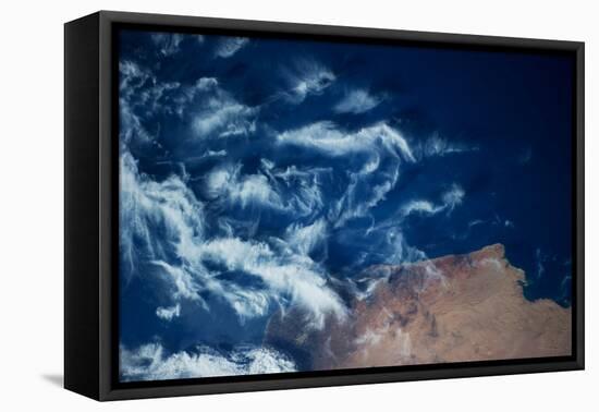 Satellite view of coastal area along Mediterranean Sea, Libya-null-Framed Premier Image Canvas