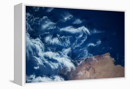 Satellite view of coastal area along Mediterranean Sea, Libya-null-Framed Premier Image Canvas