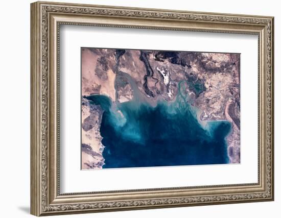 Satellite view of coastal area of Kuwait, Iraq and Iran in Persian Gulf-null-Framed Photographic Print