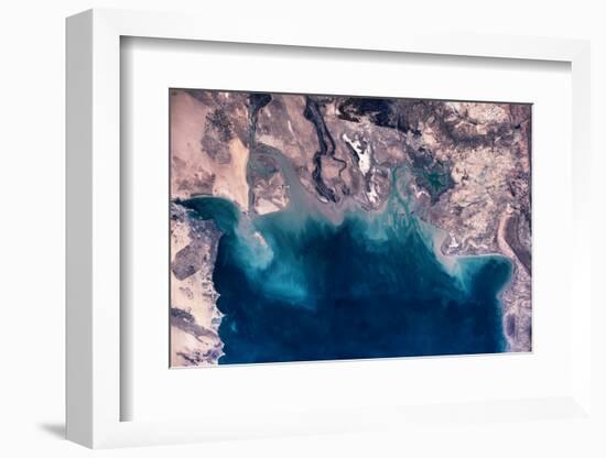 Satellite view of coastal area of Kuwait, Iraq and Iran in Persian Gulf-null-Framed Photographic Print