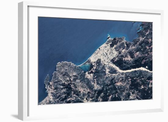 Satellite view of coastal town in Africa-null-Framed Photographic Print