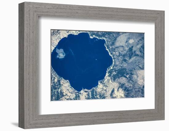 Satellite view of Crater Lake, Oregon, USA-null-Framed Photographic Print