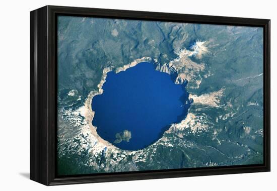 Satellite view of Crater Lake, Oregon, USA-null-Framed Premier Image Canvas
