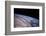 Satellite view of Earth with moon glowing over Saskatchewan, Canada-null-Framed Photographic Print
