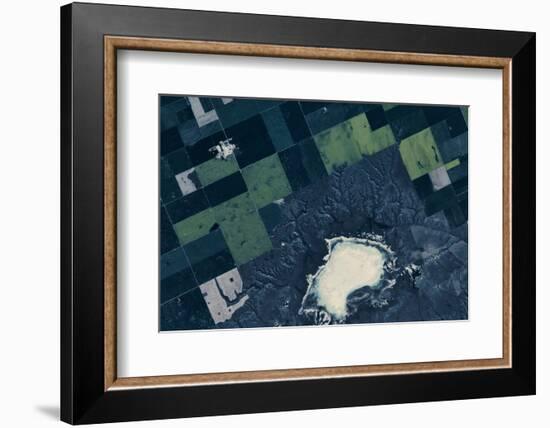 Satellite view of fields near Bladworth, Saskatchewan, Canada-null-Framed Photographic Print