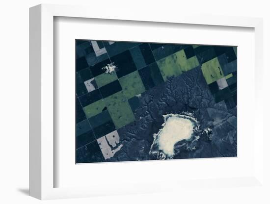 Satellite view of fields near Bladworth, Saskatchewan, Canada-null-Framed Photographic Print