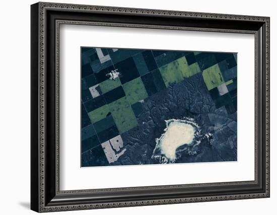 Satellite view of fields near Bladworth, Saskatchewan, Canada-null-Framed Photographic Print