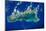 Satellite view of Grand Cayman-null-Mounted Photographic Print