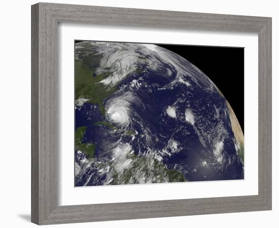 Satellite View of Hurricane Irene Moving Through the Bahamas-Stocktrek Images-Framed Photographic Print