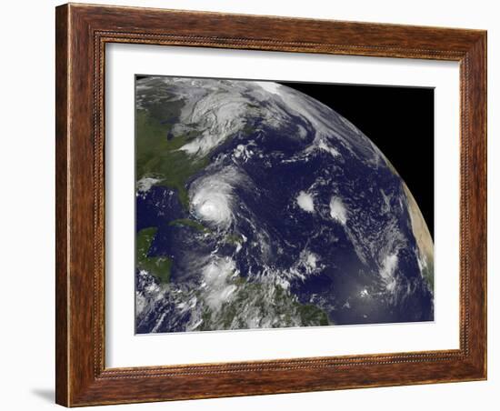 Satellite View of Hurricane Irene Moving Through the Bahamas-Stocktrek Images-Framed Photographic Print