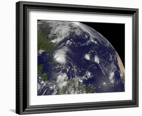 Satellite View of Hurricane Irene Moving Through the Bahamas-Stocktrek Images-Framed Photographic Print
