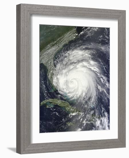 Satellite View of Hurricane Irene over the Bahamas.-Stocktrek Images-Framed Photographic Print