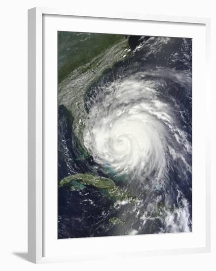 Satellite View of Hurricane Irene over the Bahamas.-Stocktrek Images-Framed Photographic Print