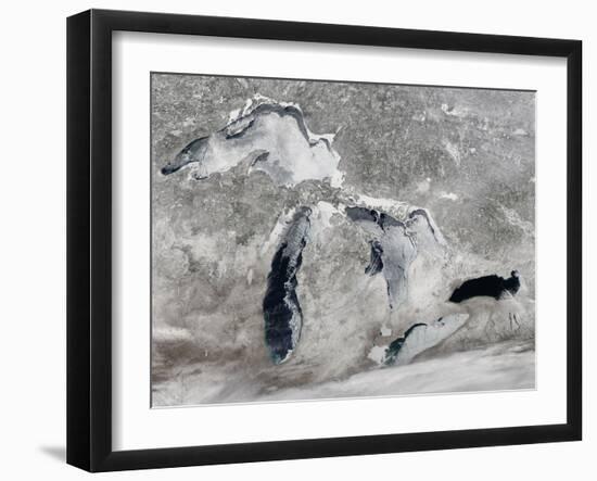 Satellite View of Ice on the Great Lakes, United States-null-Framed Photographic Print