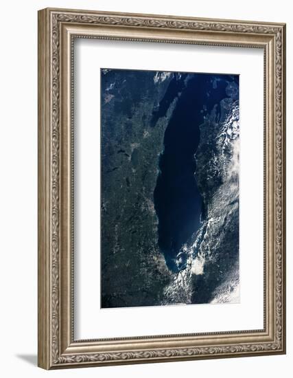 Satellite view of Lake Michigan with Chicago and Milwaukee, USA-null-Framed Photographic Print