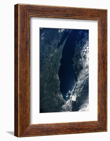 Satellite view of Lake Michigan with Chicago and Milwaukee, USA-null-Framed Photographic Print