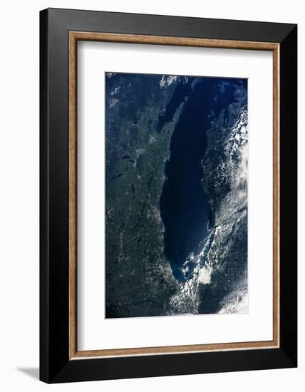 Satellite view of Lake Michigan with Chicago and Milwaukee, USA-null-Framed Photographic Print