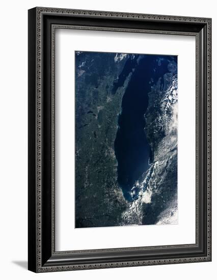 Satellite view of Lake Michigan with Chicago and Milwaukee, USA-null-Framed Photographic Print