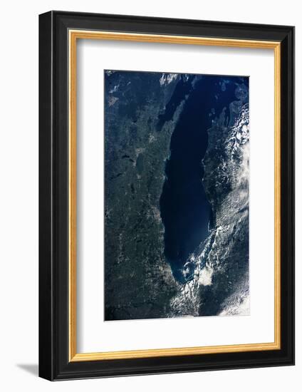 Satellite view of Lake Michigan with Chicago and Milwaukee, USA-null-Framed Photographic Print