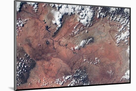 Satellite view of Lake Powell and Colorado River, Glen Canyon, Utah-Arizona, USA-null-Mounted Photographic Print