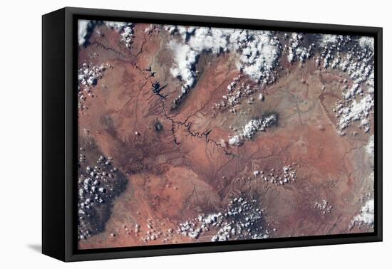 Satellite view of Lake Powell and Colorado River, Glen Canyon, Utah-Arizona, USA-null-Framed Premier Image Canvas