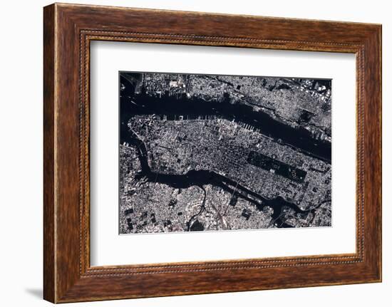 Satellite view of Manhattan, New York City, New York State, USA-null-Framed Photographic Print