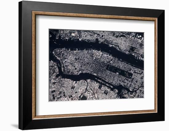 Satellite view of Manhattan, New York City, New York State, USA-null-Framed Photographic Print