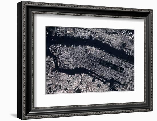 Satellite view of Manhattan, New York City, New York State, USA-null-Framed Photographic Print