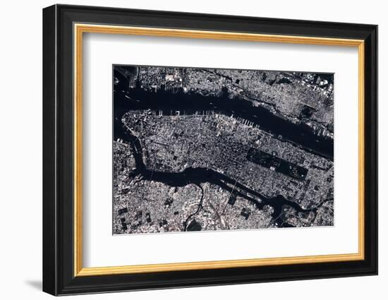 Satellite view of Manhattan, New York City, New York State, USA-null-Framed Photographic Print