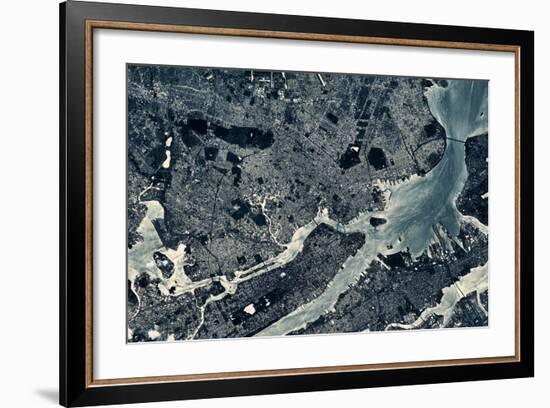 Satellite view of Manhattan, New York City, New York State, USA-null-Framed Photographic Print