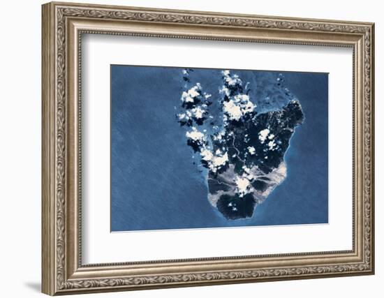 Satellite view of Montserrat Island, British Overseas Territory-null-Framed Photographic Print