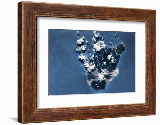 Satellite view of Montserrat Island, British Overseas Territory-null-Framed Photographic Print