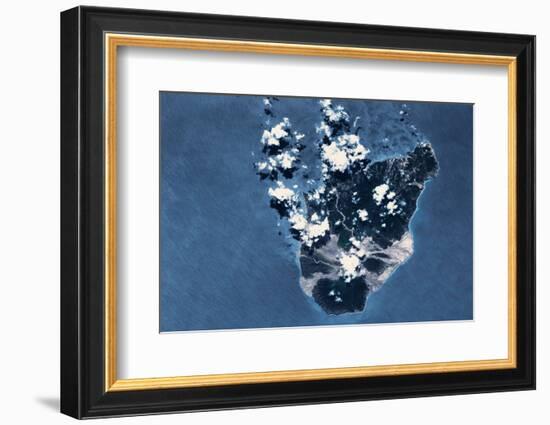 Satellite view of Montserrat Island, British Overseas Territory-null-Framed Photographic Print