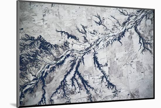Satellite view of Neobrara River near Newman Grove, Nebraska, USA-null-Mounted Photographic Print