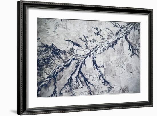 Satellite view of Neobrara River near Newman Grove, Nebraska, USA-null-Framed Photographic Print