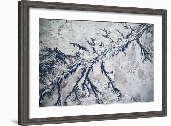 Satellite view of Neobrara River near Newman Grove, Nebraska, USA-null-Framed Photographic Print