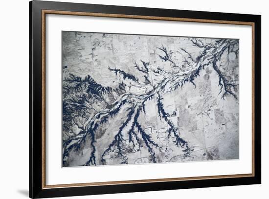 Satellite view of Neobrara River near Newman Grove, Nebraska, USA-null-Framed Photographic Print