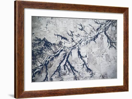 Satellite view of Neobrara River near Newman Grove, Nebraska, USA-null-Framed Photographic Print