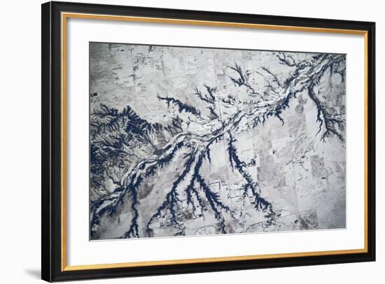 Satellite view of Neobrara River near Newman Grove, Nebraska, USA-null-Framed Photographic Print