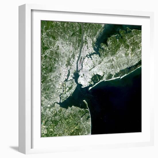 Satellite View of New York City-Stocktrek Images-Framed Photographic Print