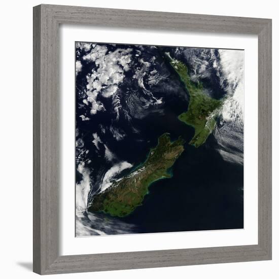 Satellite View of New Zealand-Stocktrek Images-Framed Photographic Print