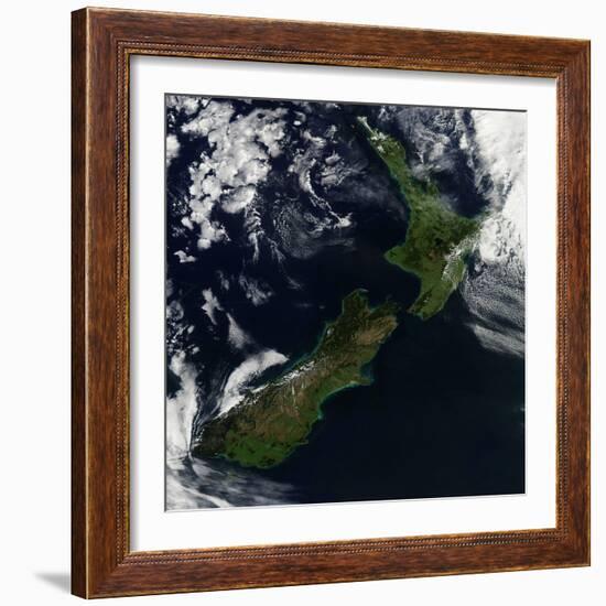 Satellite View of New Zealand-Stocktrek Images-Framed Photographic Print