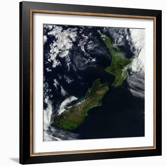 Satellite View of New Zealand-Stocktrek Images-Framed Photographic Print