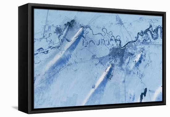 Satellite view of Pavlodar Province, Kazakhstan-null-Framed Premier Image Canvas