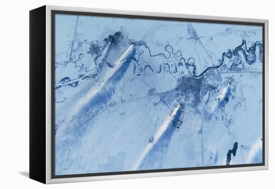 Satellite view of Pavlodar Province, Kazakhstan-null-Framed Premier Image Canvas