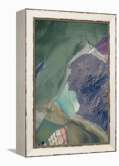 Satellite view of salt evaporation ponds at Great Salt Lake, Utah, USA-null-Framed Premier Image Canvas