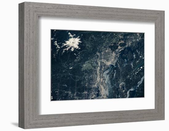 Satellite view of Seattle and Mount Rainier, Washington State, USA-null-Framed Photographic Print